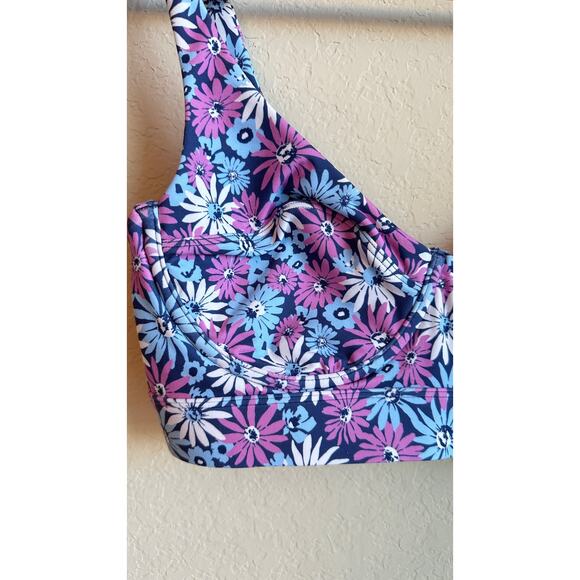 New‎ L*Space Oopsie Daisy Tryout Sports Bra Large Floral Underwire Purple Blue - Picture 7 of 11